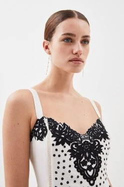 Karen Millen Petite Cutwork Cotton Strappy Woven Midi Dress -Karen Millen shop mono petite cutwork cotton strappy woven midi dress 3