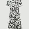 Karen Millen Petite Half Sleeve Geometric Printed Jersey Wrap Midi Dress -Karen Millen shop mono petite half sleeve geometric printed jersey wrap midi dress