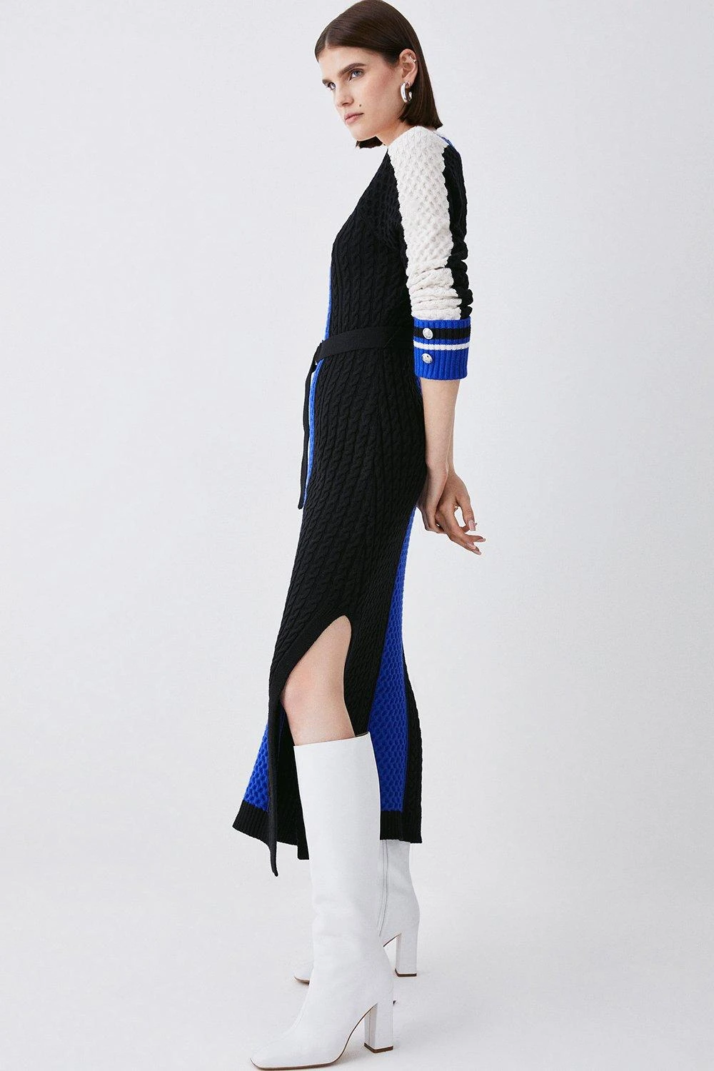 Karen Millen Petite Sporty Colour Block Knit Dress 3 Karen Millen Petite Sporty Colour Block Knit Dress