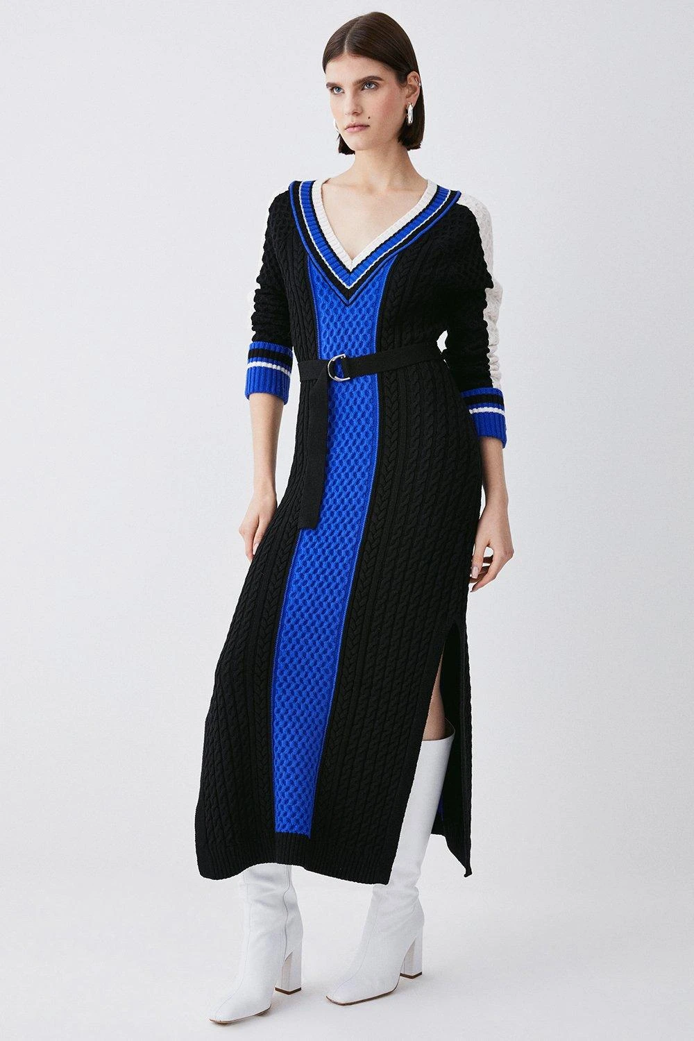 Karen Millen Petite Sporty Colour Block Knit Dress 6 Karen Millen Petite Sporty Colour Block Knit Dress - Image 4
