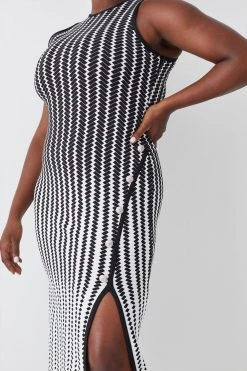 Karen Millen Plus Size Bandage Jacquard Column Maxi Dress -Karen Millen shop mono plus size bandage jacquard column maxi dress 1