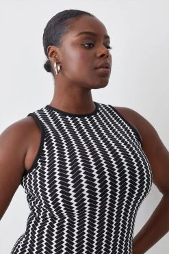 Karen Millen Plus Size Bandage Jacquard Column Maxi Dress -Karen Millen shop mono plus size bandage jacquard column maxi dress 2