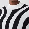 Karen Millen Plus Size Striped Knitted Long Sleeve Top -Karen Millen shop mono plus size striped knitted long sleeve top