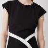 Karen Millen Ponte Contrast Trim Mini Flippy Dress