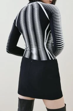 Karen Millen Space Dye Jacquard Knit Top 10 Karen Millen Space Dye Jacquard Knit Top -Karen Millen shop mono space dye jacquard knit top 2