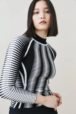 Karen Millen Space Dye Jacquard Knit Top 11 Karen Millen Space Dye Jacquard Knit Top -Karen Millen shop mono space dye jacquard knit top 3