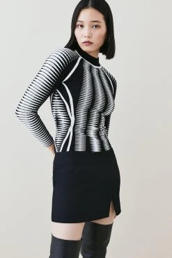 Karen Millen Space Dye Jacquard Knit Top 12 Karen Millen Space Dye Jacquard Knit Top -Karen Millen shop mono space dye jacquard knit top 4