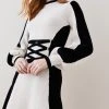 Karen Millen Sporty Colour Block Corset Detail Mini Dress -Karen Millen shop mono sporty colour block corset detail mini dress