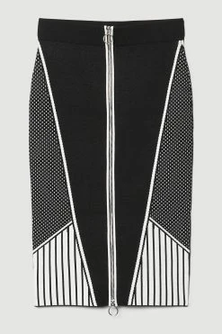 Karen Millen Mono Sporty Jacquard Knitted Midi Skirt -Karen Millen shop mono sporty jacquard knitted midi skirt 2
