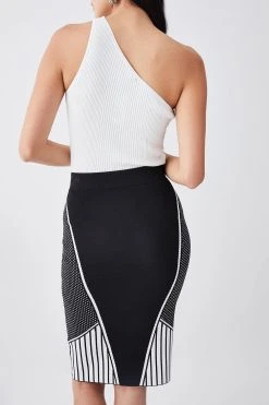 Karen Millen Mono Sporty Jacquard Knitted Midi Skirt -Karen Millen shop mono sporty jacquard knitted midi skirt 4