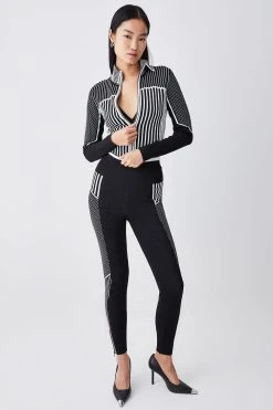 Karen Millen Mono Sporty Skinny Jacquard Knit Trousers -Karen Millen shop mono sporty skinny jacquard knit trousers 2