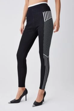 Karen Millen Mono Sporty Skinny Jacquard Knit Trousers -Karen Millen shop mono sporty skinny jacquard knit trousers 3