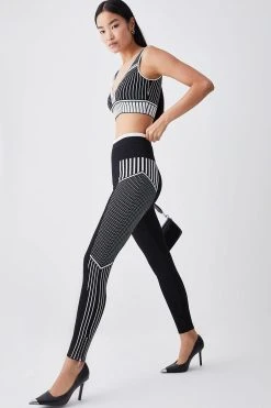 Karen Millen Mono Sporty Skinny Jacquard Knit Trousers -Karen Millen shop mono sporty skinny jacquard knit trousers 5