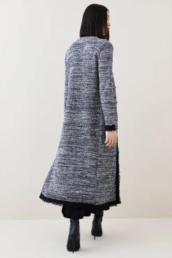 Karen Millen Tweed Knitted Military Longline Jacket 7 Karen Millen Tweed Knitted Military Longline Jacket -Karen Millen shop mono tweed knitted military longline jacket 1