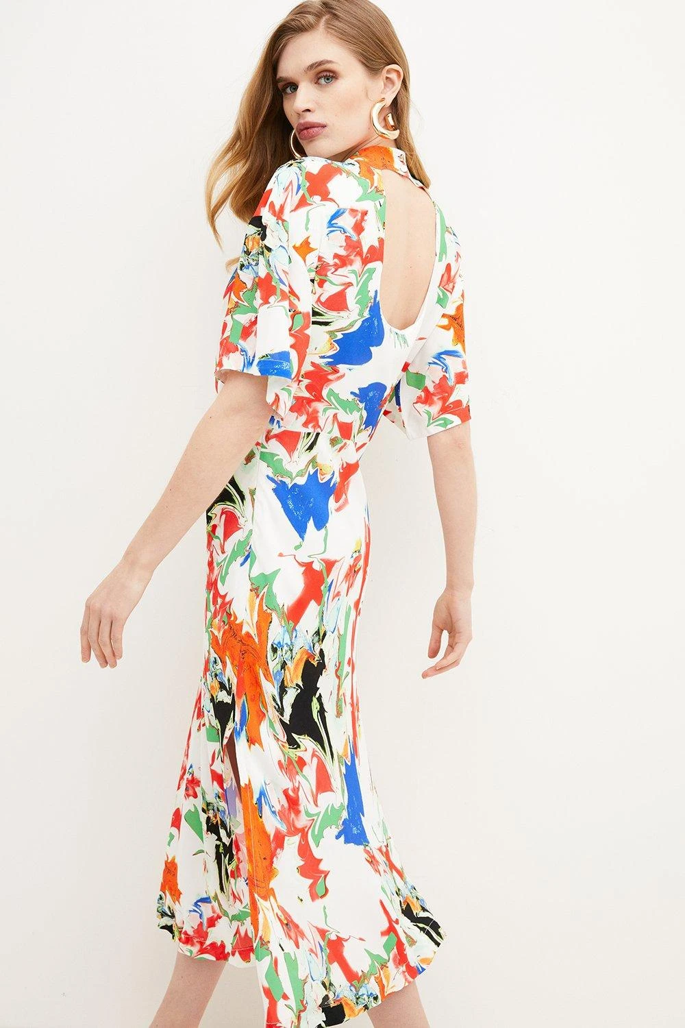 Karen Millen Abstract Bias Cut Viscose Crepe Woven Midi 4 Karen Millen Abstract Bias Cut Viscose Crepe Woven Midi - Image 2