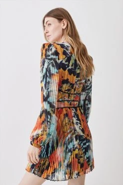 Karen Millen Abstract Butterfly Pleated Mini Dress