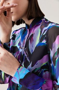 Karen Millen Abstract Floral Georgette Woven Mini Dress