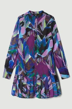 Karen Millen Abstract Floral Georgette Woven Mini Dress -Karen Millen shop multi abstract floral georgette woven mini dress 3