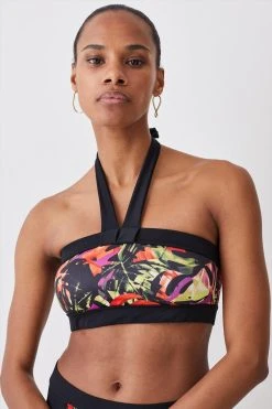 Karen Millen Abstract Print Halter Neck Bikini Top 9 Karen Millen Abstract Print Halter Neck Bikini Top -Karen Millen shop multi abstract print halter neck bikini top 2