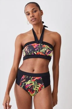 Karen Millen Abstract Print High Waist Bikini Bottoms