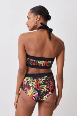 Karen Millen Abstract Print High Waist Bikini Bottoms -Karen Millen shop multi abstract print high waist bikini bottoms 4