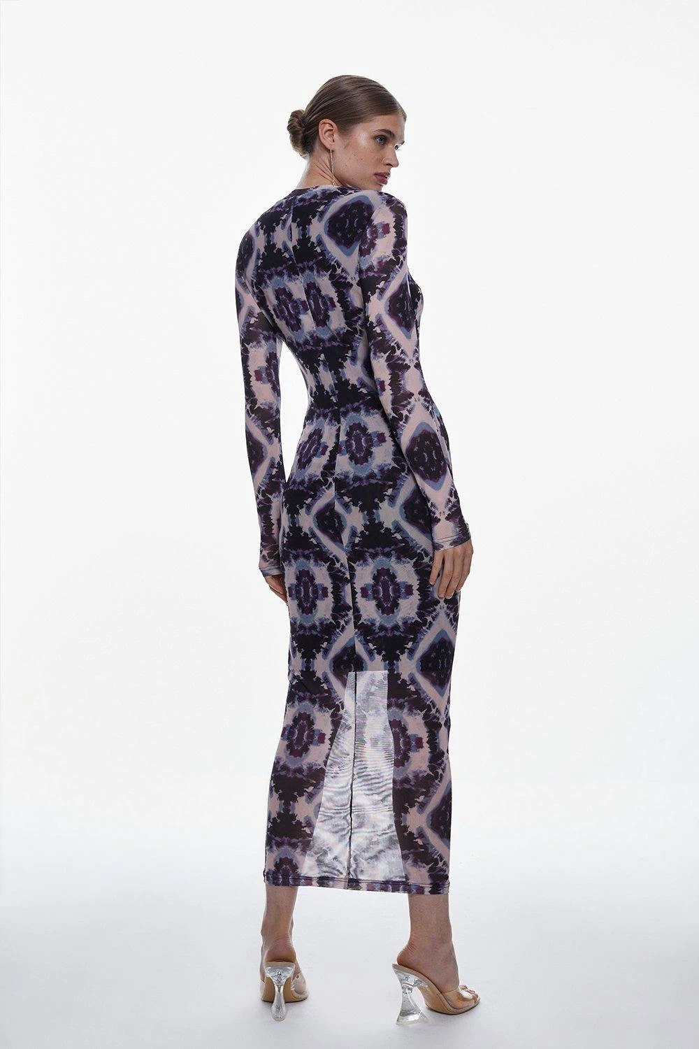 Karen Millen Abstract Print Mesh Midaxi Column Dress 6 Karen Millen Abstract Print Mesh Midaxi Column Dress - Image 4