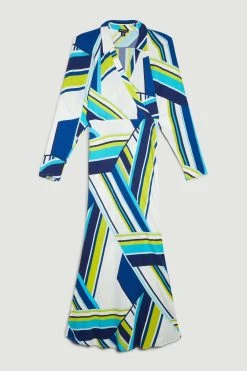 Karen Millen Bold Stripe Collared Batwing Midi Dress -Karen Millen shop multi bold stripe collared batwing midi dress 3