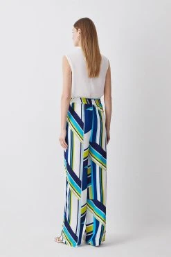 Karen Millen Bold Stripe Woven Wide Leg Trouser