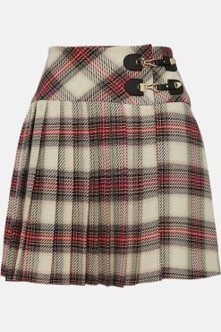 Karen Millen Check Pleated Kilt Skirt -Karen Millen shop multi check pleated kilt skirt 3