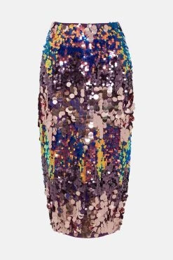 Karen Millen Disc Sequin Zip Back Woven Skirt