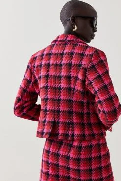 Karen Millen Dogtooth Military Button Tailored Blazer -Karen Millen shop multi dogtooth military button tailored blazer 3