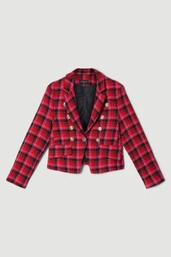Karen Millen Dogtooth Military Button Tailored Blazer -Karen Millen shop multi dogtooth military button tailored blazer 4