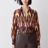 Karen Millen Ikat Print Linen Viscose Woven Long Sleeve Shirt -Karen Millen shop multi ikat print linen viscose woven long sleeve shirt