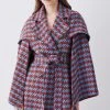 Karen Millen Italian Bright Boucle Short Cape Coat -Karen Millen shop multi italian bright boucle short cape coat
