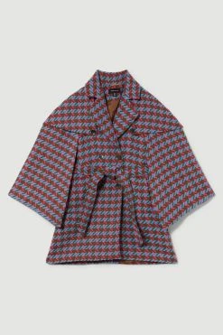 Karen Millen Italian Bright Boucle Short Cape Coat -Karen Millen shop multi italian bright boucle short cape coat 1 4