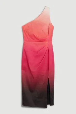 Karen Millen Italian Signature Stretch Ombre One Shoulder Midi Dress -Karen Millen shop multi italian signature stretch ombre one shoulder midi dress 4