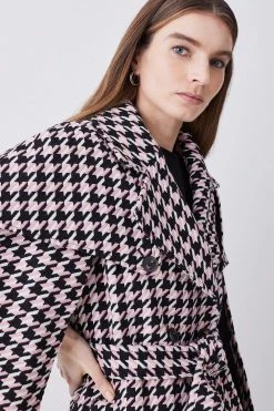 Karen Millen Italian Wool Mix Boucle Short Cape Coat