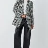 Karen Millen Italian Wool Mix Check Double Breast Short Coat -Karen Millen shop multi italian wool mix check double breast short coat