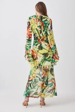 Karen Millen Jungle Print Georgette Midi Dress -Karen Millen shop multi jungle print georgette midi dress 1