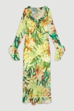 Karen Millen Jungle Print Georgette Midi Dress -Karen Millen shop multi jungle print georgette midi dress 3