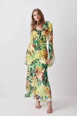 Karen Millen Jungle Print Georgette Midi Dress -Karen Millen shop multi jungle print georgette midi dress 4