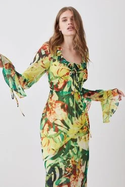 Karen Millen Jungle Print Georgette Midi Dress -Karen Millen shop multi jungle print georgette midi dress 5