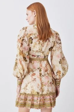 Karen Millen Lydia Millen Silk Cotton Vintage Floral Mini Dress -Karen Millen shop multi lydia millen silk cotton vintage floral mini dress 4