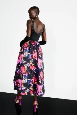 Karen Millen Marble Jacquard Corset Bodice Woven Dress -Karen Millen shop multi marble jacquard corset bodice woven dress 1