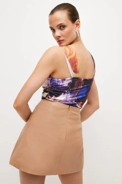 Karen Millen Marble Print Cut Out Jersey Crepe Top -Karen Millen shop multi marble print cut out jersey crepe top 2