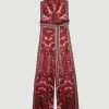 Karen Millen Mirror Jacquard Knit Halterneck Jumpsuit -Karen Millen shop multi mirror jacquard knit halterneck jumpsuit