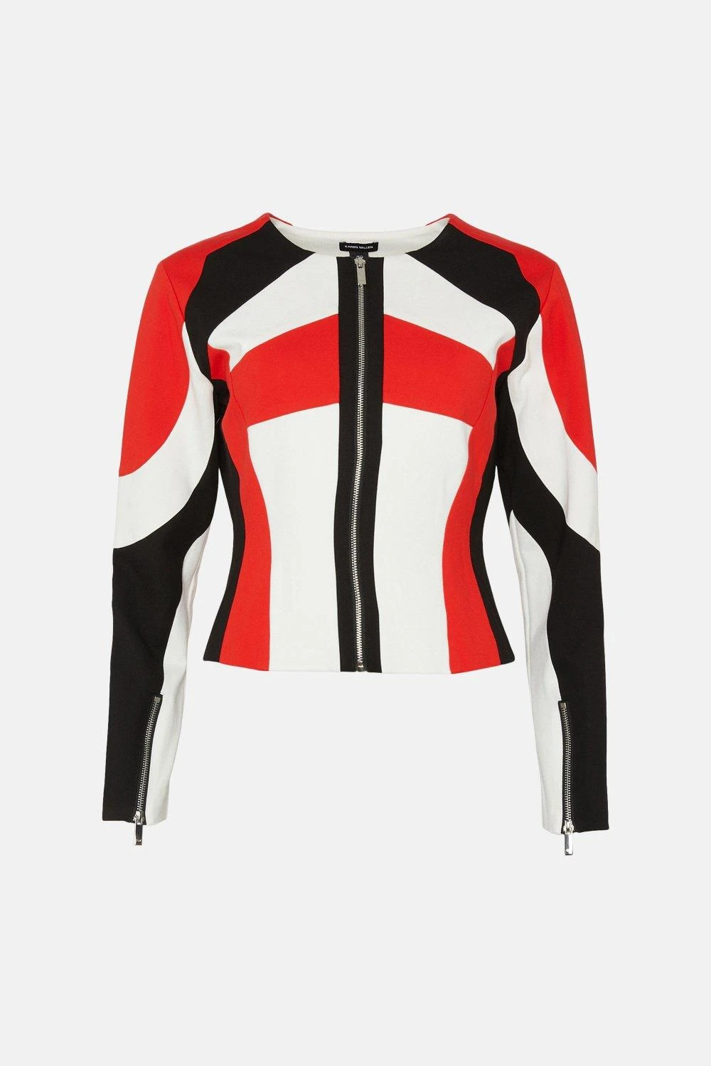 Karen Millen Moto Colourblock Ponte Biker Jacket 4 Karen Millen Moto Colourblock Ponte Biker Jacket - Image 2
