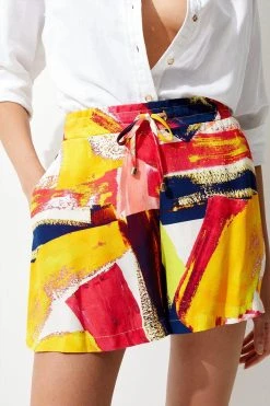 Karen Millen Paint Stroke Woven Short -Karen Millen shop multi paint stroke woven short 1