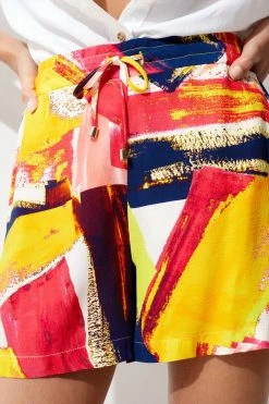 Karen Millen Paint Stroke Woven Short -Karen Millen shop multi paint stroke woven short 3