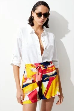 Karen Millen Paint Stroke Woven Short -Karen Millen shop multi paint stroke woven short 4